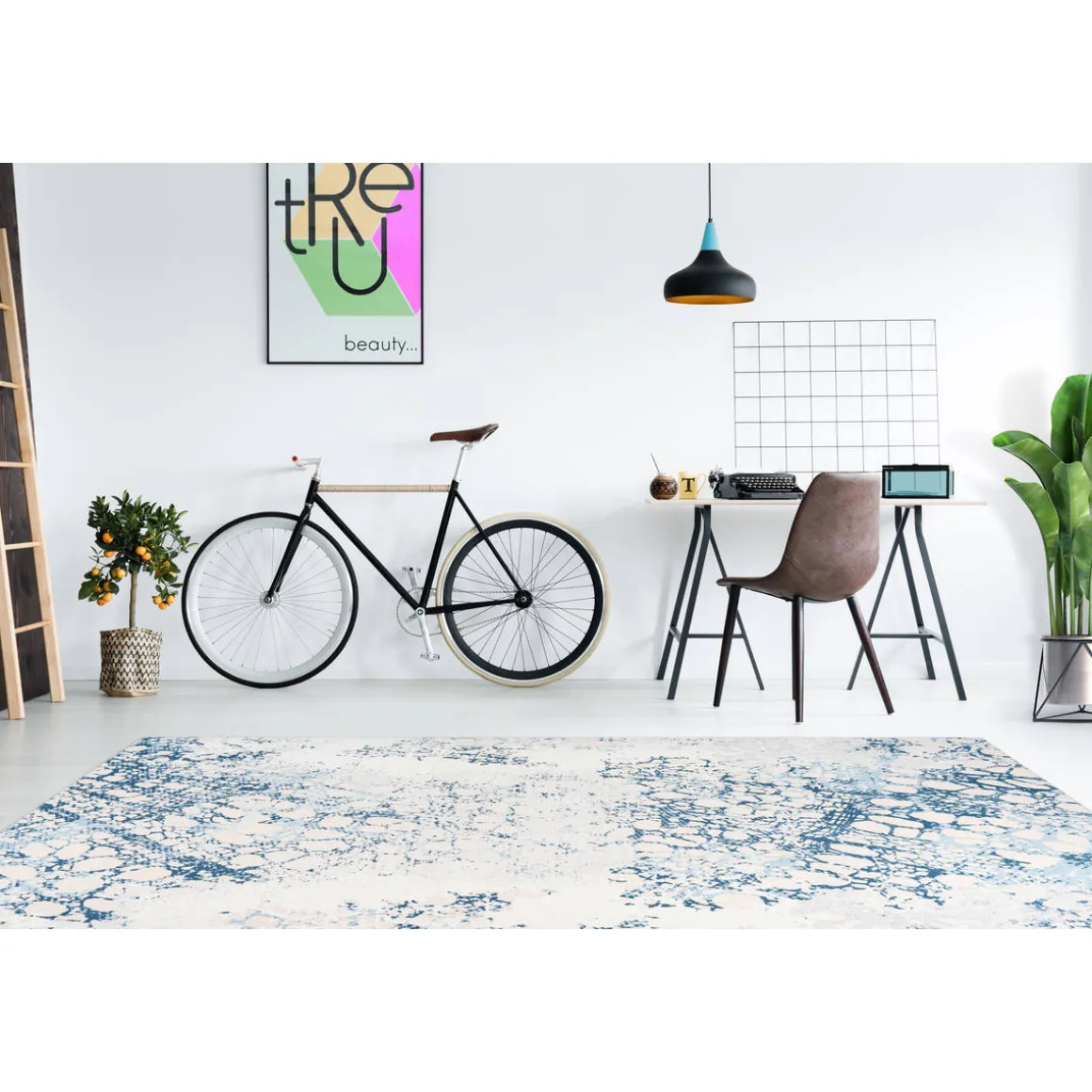 Flachflorteppich „Galaxy 700“, creme/blau