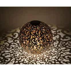 Flector Garten LED-Solar-Dekokugel Orient silber gebürstet Durchmesser 30 cm