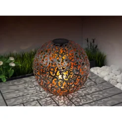 Flector Garten LED-Solar-Dekokugel Orient silber gebürstet Durchmesser 30 cm