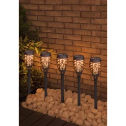 Flector Garten LED-Solarfackel Flame schwarz 5er-Set