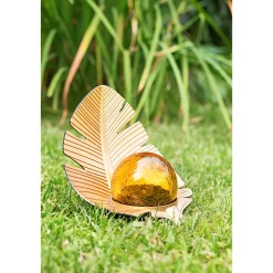 Flector Solar-Dekoleuchte Golden Monstera inkl Glaskugel in Bruchoptik gold