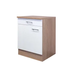 Flex-Well Küchenunterschrank „Samoa“, 60x85x60 cm, weiß/Sonoma Eiche