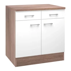 Flex-Well Küchenunterschrank „Samoa“, 80x85x60 cm, weiß/Sonoma Eiche