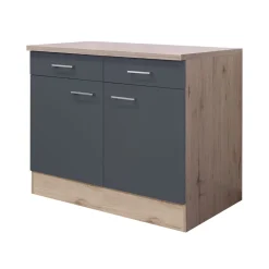 Flex-Well Küchenunterschrank „Tiago", 100x85x60 cm, basaltgrau/San Remo Eiche