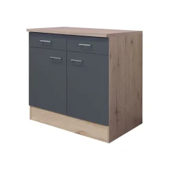 Flex-Well Küchenunterschrank „Tiago", 80x85x60 cm, basaltgrau/San Remo Eiche