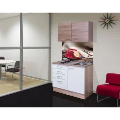 Flex-Well Miniküche „SAMOA 501-000“, 100x60 cm, weiß-sonoma eiche