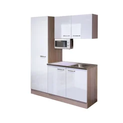 Flex-Well Singleküche „VALERO 1005-000“, 150x60, weiß-sonoma eiche