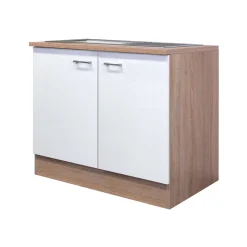 Flex-Well Spülenunterschrank „Samoa“, 100x82,2x57,1 cm, weiß/Sonoma Eiche, inkl. Spüle
