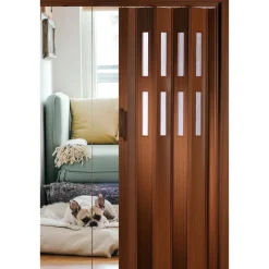 FORTE Kunststoff-Falttür Luciana B 88,5 x H 202 cm Mahagoni 2 Fenster