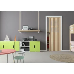 FORTE Kunststoff-Falttür Luciana B 88,5 x H 202 cm Esche holz 3 D 2 Fenster