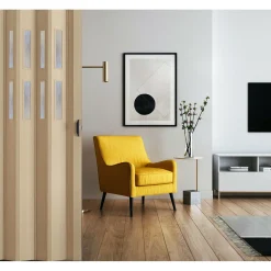 FORTE Kunststoff-Falttür Luciana B 88,5 x H 202 cm Esche holz 3 D 2 Fenster