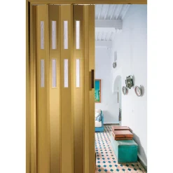 FORTE Kunststoff-Falttür Luciana B 88,5 x H 202 cm Eiche hell 2 Fenster