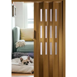 FORTE Kunststoff-Falttür Luciana B 88,5 x H 202 cm Buche 3 Fenster
