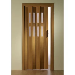 FORTE Kunststoff-Falttür Luciana B 88,5 x H 202 cm Buche 2 Fenster