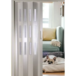 FORTE Kunststoff-Falttür Luciana B 88,5 x H 202 cm weiß 3 Fenster