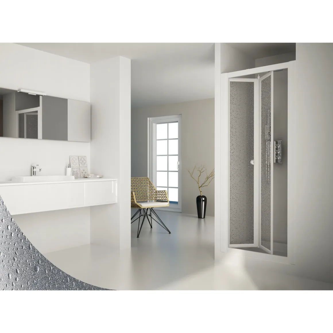 FORTE Nischendusche Klappsystem Domino 76 - 81 cm Duschwand