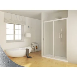 FORTE Nischendusche „Maestro“ Schiebesystem aus Acrylglas 100 - 110 cm