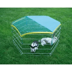 Freigehege mit Abdecknetz 6-eck