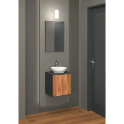 Gaeste-Waschbeckenunterschrank Tim, Farbe: anthrazit/Wotan, Eiche, 1 Tür, inkl. Keramik-AWT, B40cm