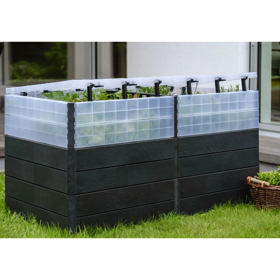 Garantia Hochbeet Ergo Quadro TurboPlus 2 L 80 Stone, inkl. FLORA Wassersparsystem