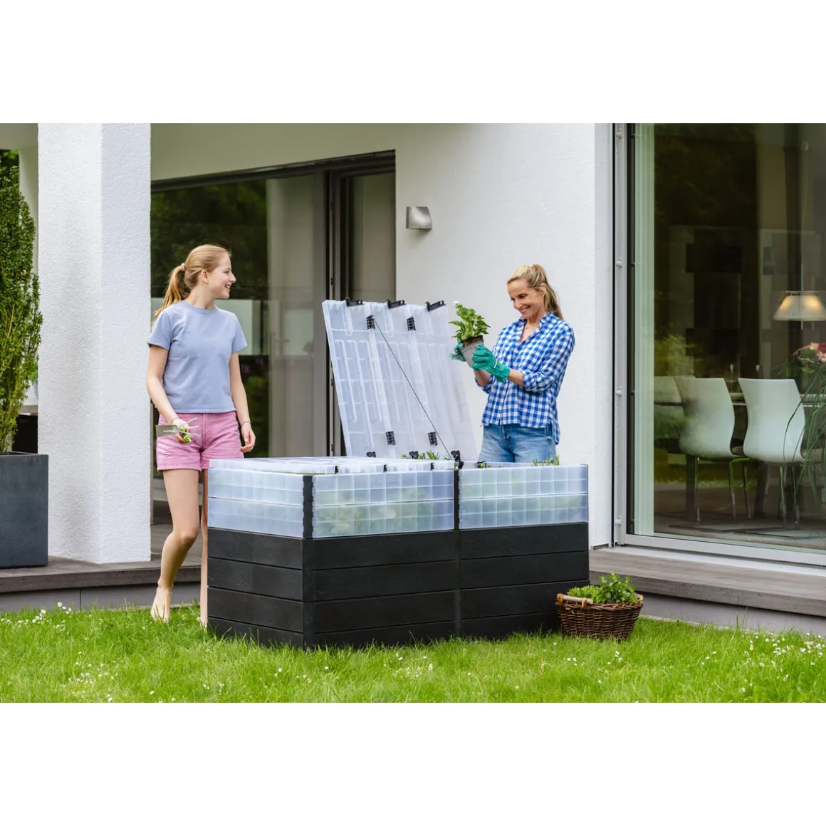 Garantia Hochbeet Ergo Quadro TurboPlus 2 L 80 Stone, inkl. FLORA Wassersparsystem