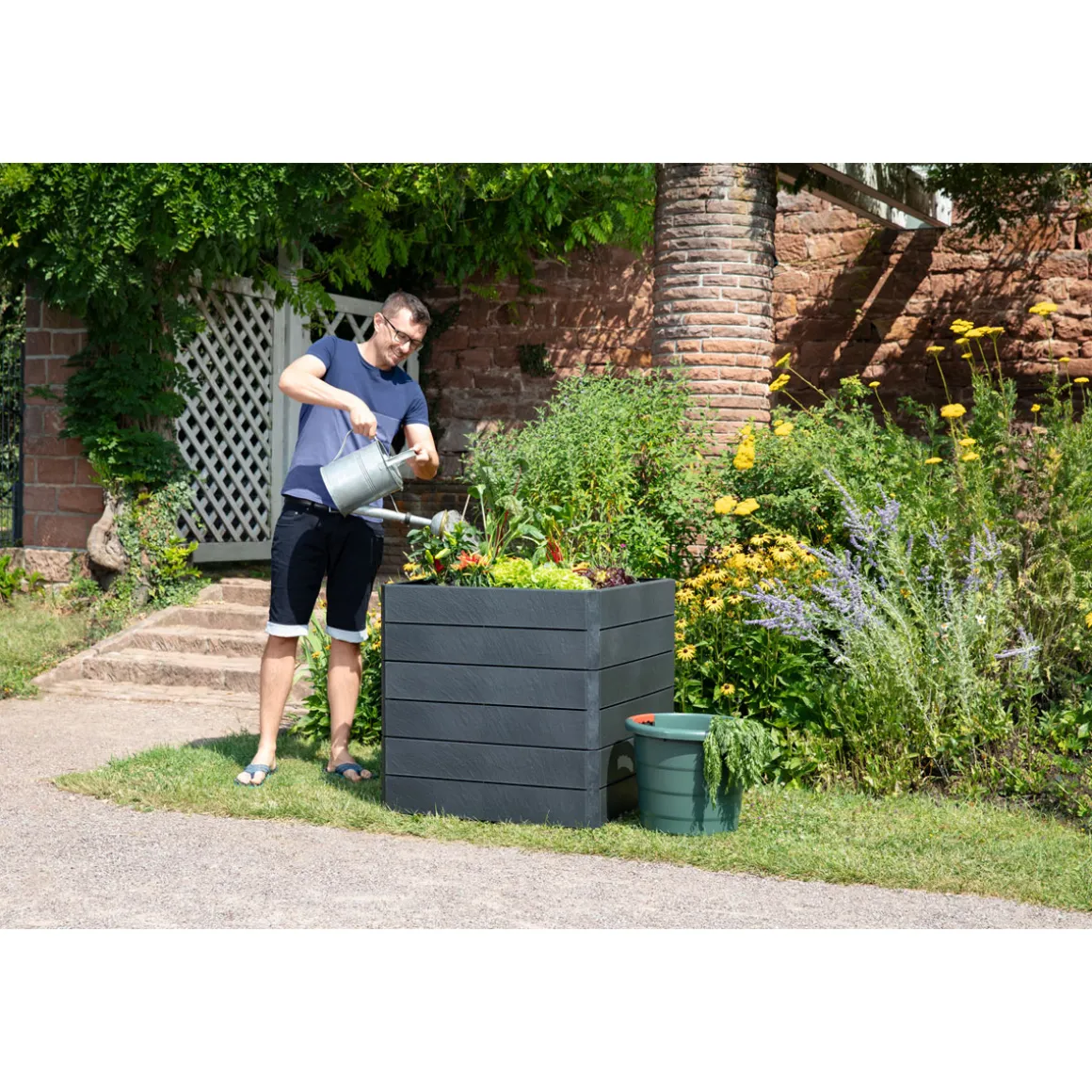 Garantia Hochbeet ERGO QUADRO L 75 Stone inkl FLORA