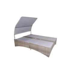 Garden Pleasure Doppelliege PESCARA Stahl, Kunststoffgeflecht, grau, schwarz