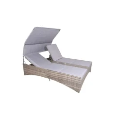 Garden Pleasure Doppelliege PESCARA Stahl, Kunststoffgeflecht, grau, schwarz