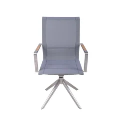 Garden Pleasure Drehstuhl SALIDA. 2er Set Edelstahl, Kunststoffgewebe, Teakholz