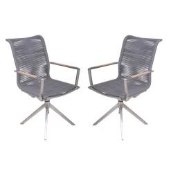 Garden Pleasure Drehstuhl RUBIERA, 2er Set Edelstahl, Olefin Seil, Teak FSC 100%