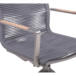Garden Pleasure Drehstuhl RUBIERA, 2er Set Edelstahl, Olefin Seil, Teak FSC 100%