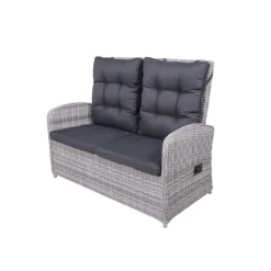 Garden Pleasure Tischgruppe LYON, 6-tlg., grau Alu / Kunststoffgeflecht, halbrund