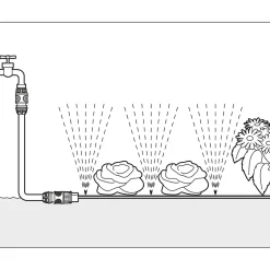 Gardena Schlauchregner mit Anschlussteilen braun