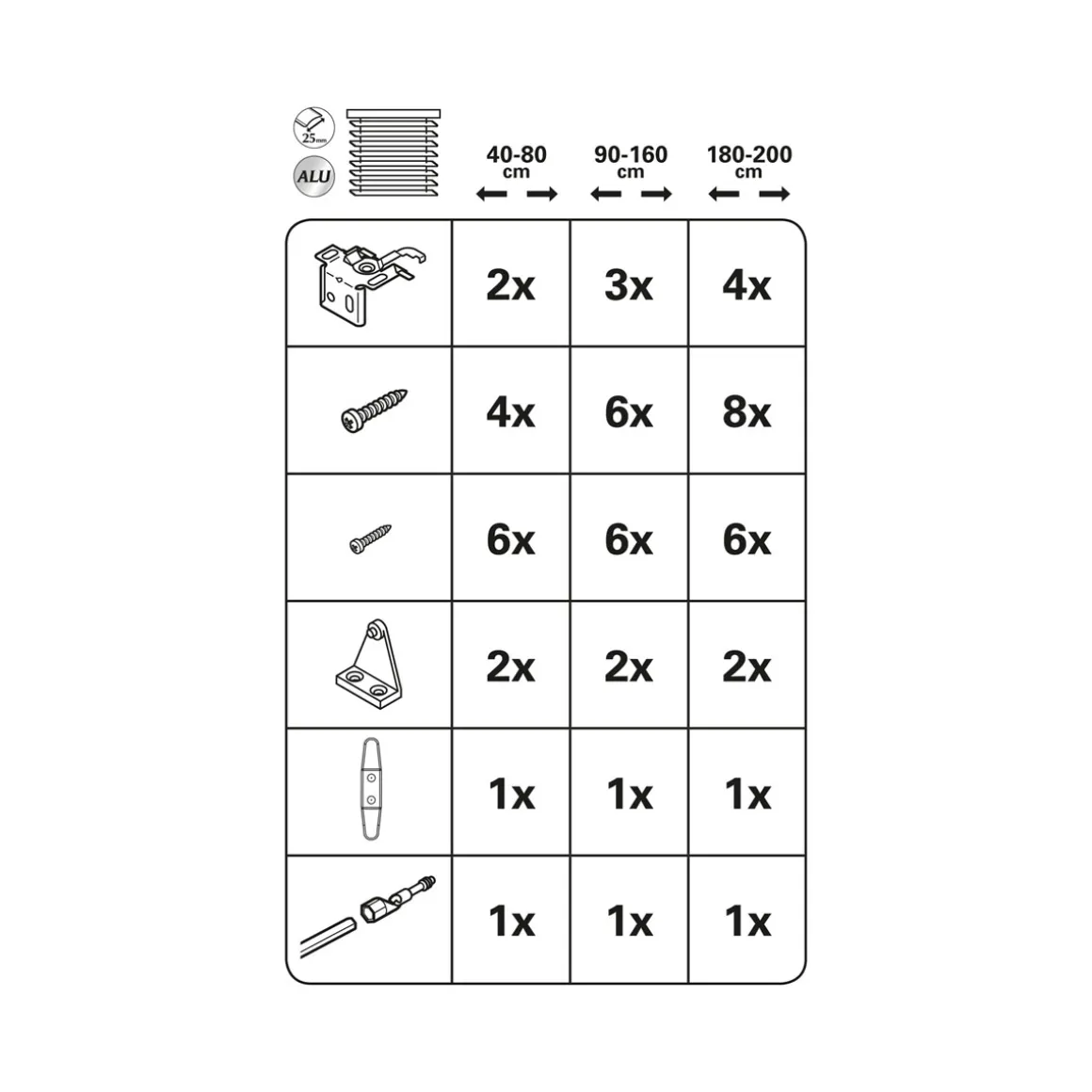Gardinia Jalousie Alu 25 mm 100x130 cm silber