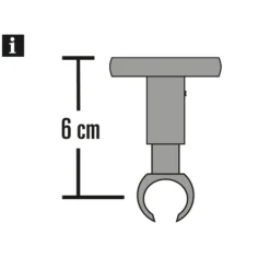 Gardinia Deckenträger Chicago für Durchmesser 20 mm 6 cm titan