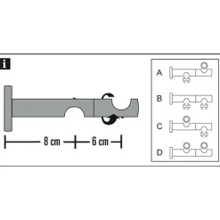 Gardinia Doppel-Kombiträger Chicago offen für Durchmesser 20 mm 8/6 cm weiß