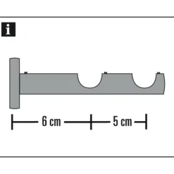 Gardinia Doppelträger offen für Durchmesser 12 mm 6/5 cm Edelstahl