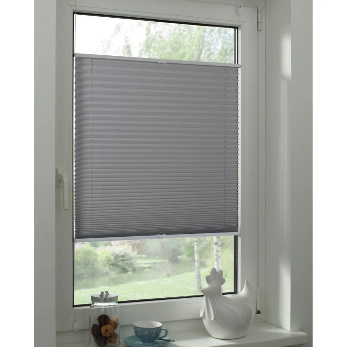 Gardinia Easyfix Plissee Greta 70 x 130 cm steingrau