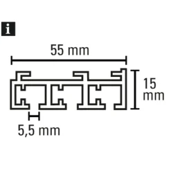 Gardinia Flächenvorhangschiene 3-läufig 210 cm silber