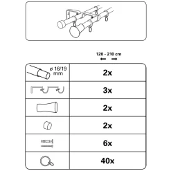 Gardinia Gardinenstange 120/210 cm edelstahl-optik