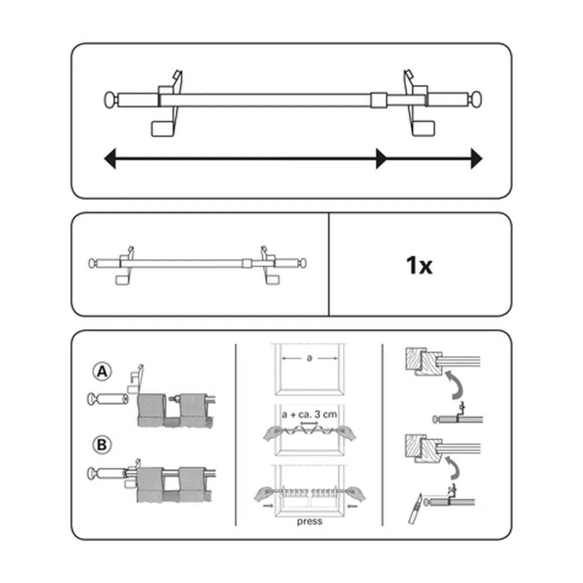 Gardinia Gardinenstange Filigrano Kugel 50-80 cm Durchmesser 8/10 cm Edelstahl-optik