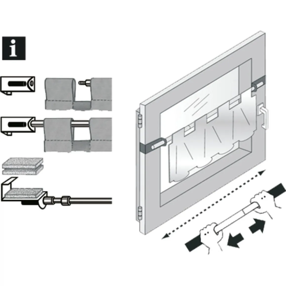 Gardinia Spannvitrage 10-160 cm Durchmesser 9 mm weiß