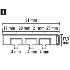 Gardinia Vorhangschiene GE3 180 cm mit Profil für Blendenbefestigung weiß
