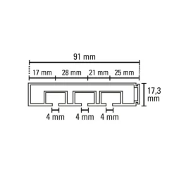 Gardinia Vorhangschiene GE3 180 cm mit Profil für Blendenbefestigung weiß