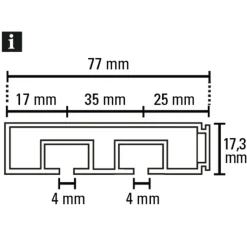Gardinia Vorhangschiene GE2 180 cm mit Profil für Blendenbefestigung weiß