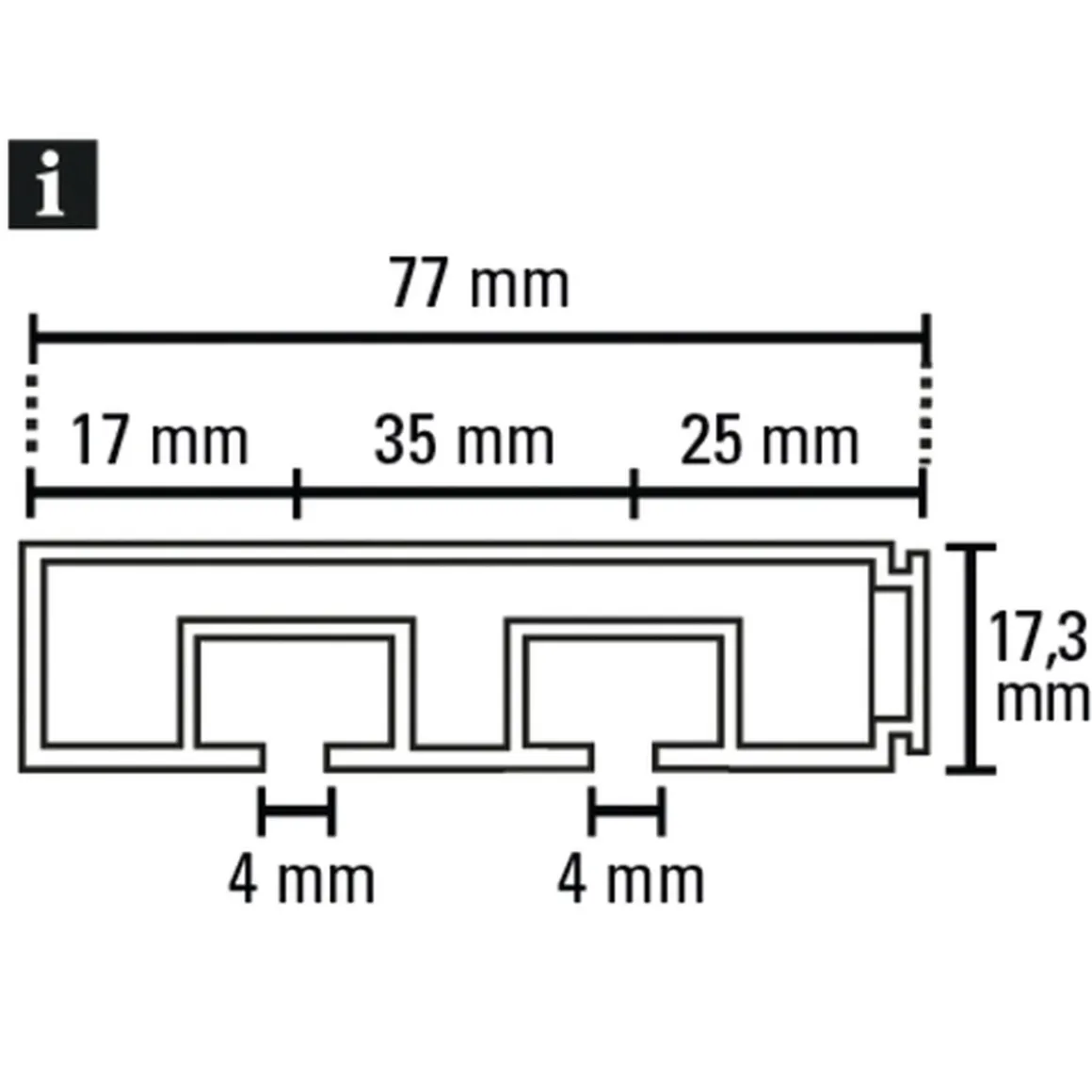 Gardinia Vorhangschiene GE2 180 cm mit Profil für Blendenbefestigung weiß