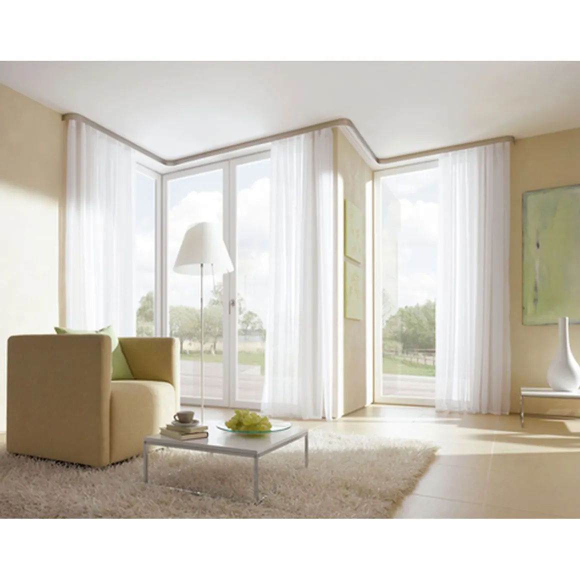 Gardinia Vorhangschiene GE2 180 cm mit Profil für Blendenbefestigung weiß