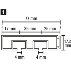 Gardinia Vorhangschiene GE2 210 cm mit Profil für Blendenbefestigung weiß