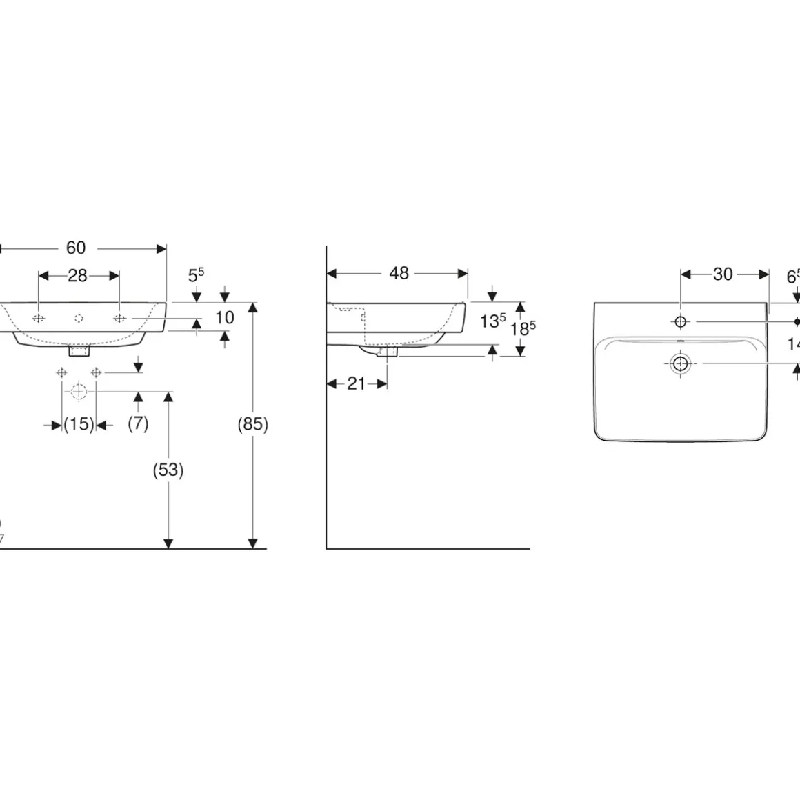 Geberit Waschtisch Renova Plan inkl Armatur 60 cm