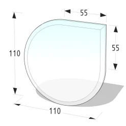 Glasbodenplatte Tropfenform 110 x 110 cm